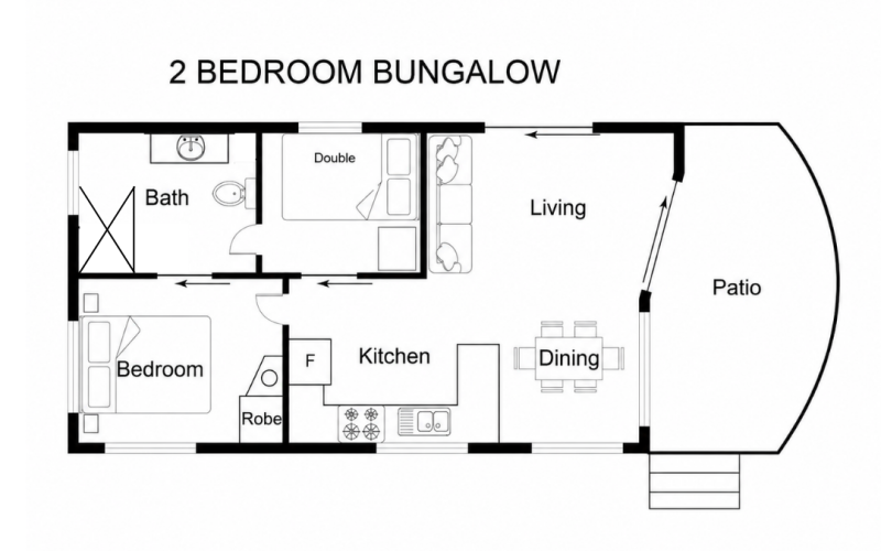 2 BR Bungalow Floorplan